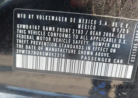 2025 Volkswagen Jetta 1.5T Se z USA, uszkodzony, nr VIN 3VW7X7BU6SM052314